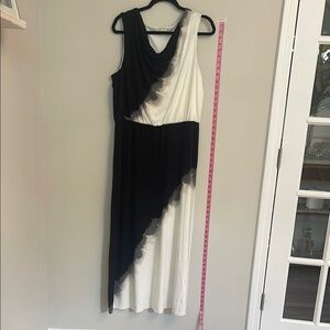 Chico's Black and White Asymmetrical Maxi Dress